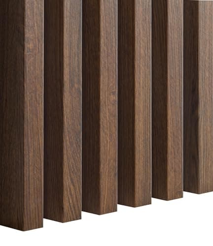 Premium Panneaux muraux acoustiques 3D 12 pièces, Vertical, Longueur 275 cm, Largeur 2,9 cm, Profondeur 4 cm, Aspect boi — Noyer Capri