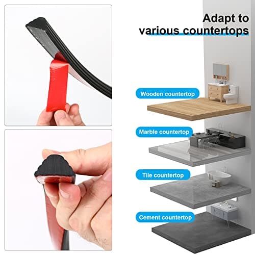 Barrière d'eau Barrière de douche étanche bande autocollante silicone flexible pour extérieur noir 1m
