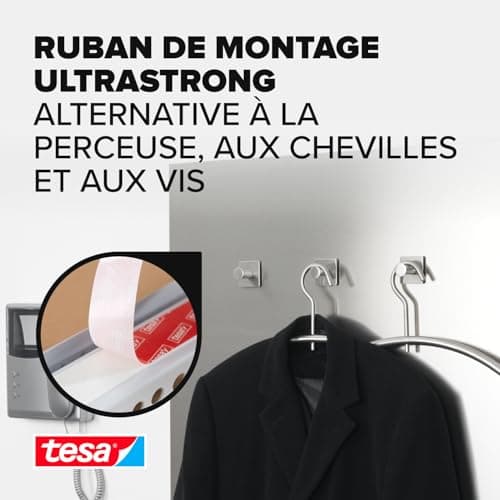 tesa Powerbond UltraStrong Ruban Adhésif Double Face - Adhésif Puissant pour une Fixation Sans Percer - 5 m x 19 mm  
te