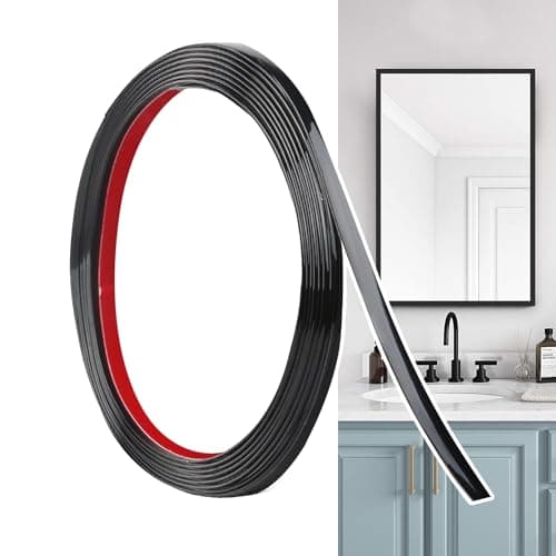 Hengrongshen Moulure Décorative Autoadhésive Noire Mat (6M x 0.65cm) pour Mur, Miroir et Plafond, Facile à Peler et Coll