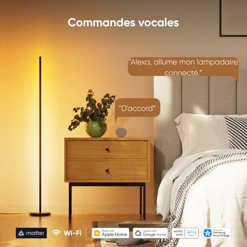 Nanoleaf Lampadaire LED RGB 1700lm | Salon | Compatible avec Alexa et Matter | Synchronisation Musicale | 16 Millions Co