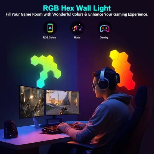 Panneau LED Hexagonal Smart Music Sync Lampe Murale App&Télécommande Contrôle Gaming Setup