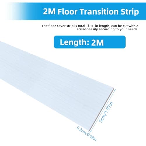 Bande de recouvrement autocollant en PVC pour sols - Large rail de transition imperméable - Blanc - 2 m x 5 cm  
Bande d