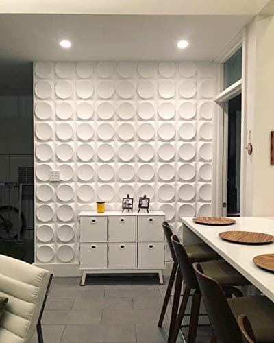 Art3d 12 Plaques 3 m² Panneaux Muraux 3D PVC Blanc Recyclable, Motif Surface de Lune, Beauté Intemporelle pour Salon et