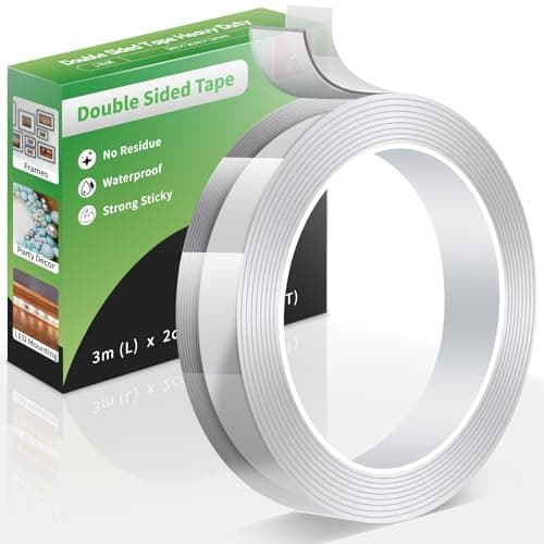 Ruban adhésif double face extra fort Euqvunn (3,0 m × 2,0 cm × 1 mm) pour décorations/murales, transparence et facilité