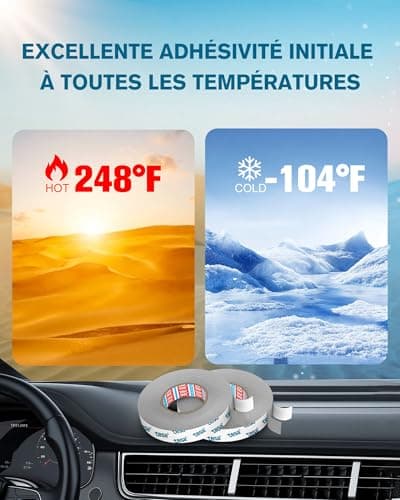 EMITEVER Ruban Adhésif Double Face Extra Fort pour Voitures et Décoration de Maison - Imperméable et Résistant à Haute T