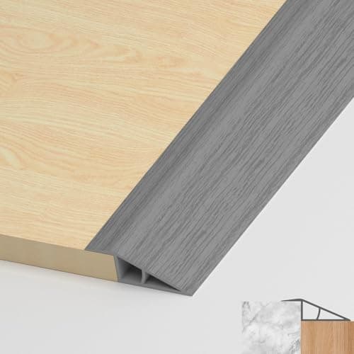 LIHIQIYA Barre de seuil adhésive PVC, grain de bois jaune, 7mm à 10mm, 1M — Grain de Bois Gris