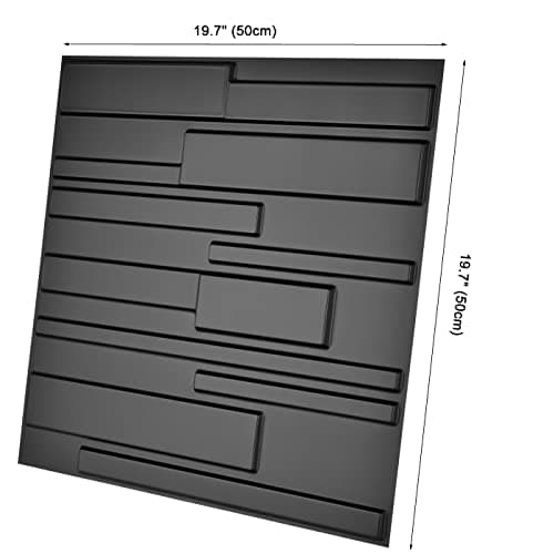 Art3d A10032BK - Panneaux muraux 3D noir pour décoration intérieure contemporaine - Design moderne, facile d'installatio