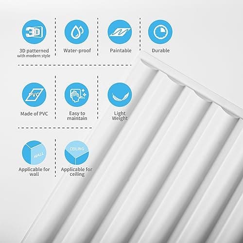Art3d - Dalles de plafond 3D Lot de 12 Blanc pour décoration murale intérieure - 61 x 121,9 cm - Chic et modernes pour m