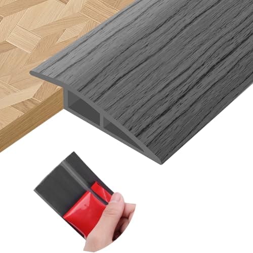 Barre de seuil en PVC Grain de bois beige 10mm×1m pour stratifié et transition de tapis — Grain de bois gris foncé