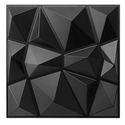 Art3d Lot de 33 panneaux muraux décoratifs 3D en forme de diamant blanc mat, pour décoration intérieure, design moderne — Noir Mat