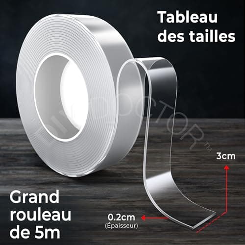 DIY Doctor Ruban en gel nano robuste et sans traces - Adhésif double face lavable et amovible - Idéal pour travaux de br