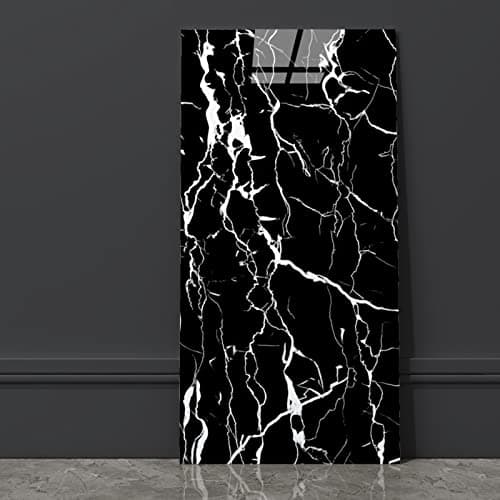 Panneau mural autocollant Grace Baltic, élastique,_aspect marbre, décoration intérieure, épaisseur 2 mm — Noir/Blanc