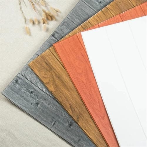 Ayuduots Lot de 10 Autocollants muraux carrés en Grain de Bois - Décoration de Maison Élégante et Résistante|Panneaux mu