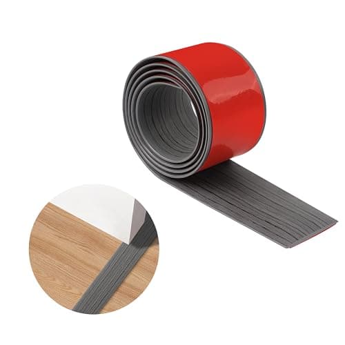 Bandes de Transition TECDW Pour Sol_auto-adhésives imperméables et résistantes usure_salon et salle de bain_usables sur — Grain de Bois Gris Foncé