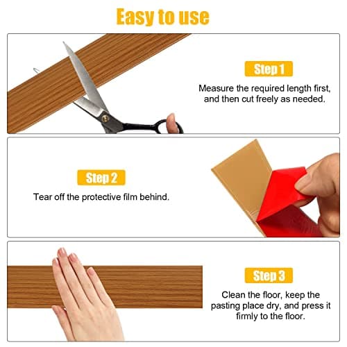 Barre de seuil autoadhésive chêne jaune 400 x 5cm, pour sol en bois, forte tenue décorative en PVC, couvrir l'espace ent