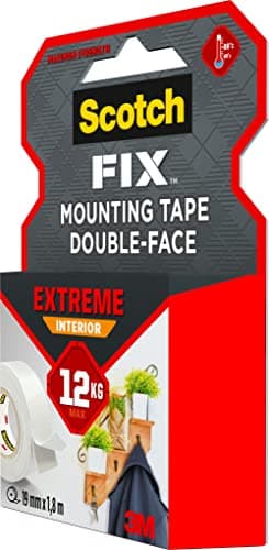 Scotch Fix Ruban de fixation en intérieur Extrême - Blanc, 19 mm x 1,8 m, 1 Rouleau | Fixation robuste | Matériaux intér