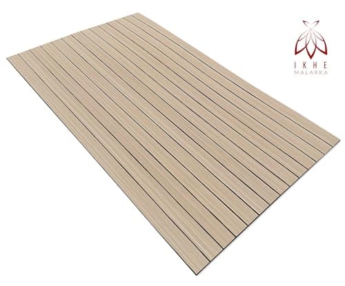 Panneau mural à lamelles bois beige/marron 3D PVC PE autocollant 100x60cm lavable salon chambre à coucher cuisine salle
