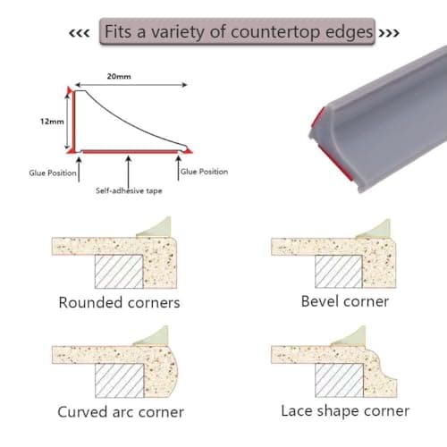 Bandes d'étanchéité silicone Gris pour seuil de douche (deux côtés adhésifs) Barrière d'eau efficace pour bordure de bai