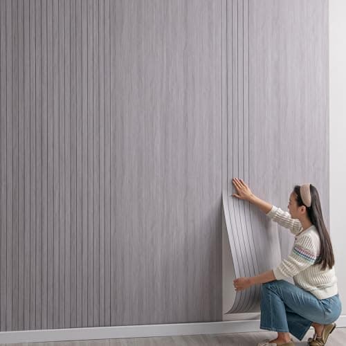 Panneaux muraux 3D autocollants pour décoration intérieure - Gris clair - 40 cm x 300 cm - Acoustiques - Imperméables -