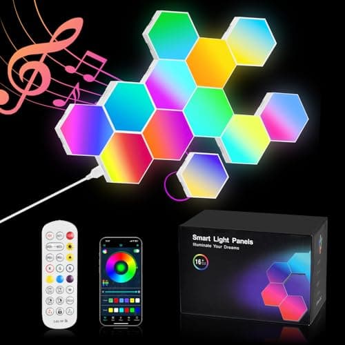 Lampe LED URAQT Hexagone Smart RGB 16 Millions Couleurs pour Jeu et Décoration Murale