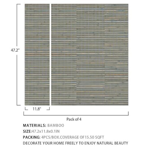 SINGULARWOOD Lot de 4 panneaux muraux en bambou pour décoration d'intérieur et traitement de plafond, revêtement mural W