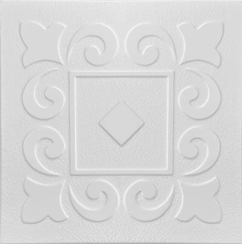 Panneaux 3D polystyrène vintage 50x50cm - 32 pièces | Décoration intérieure murale et plafond 3 mm — Weiß 0842