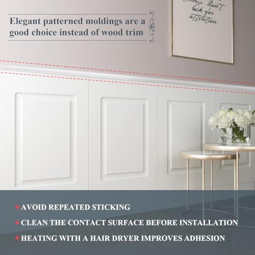 EFUTURETIME 3 Mètres Moulure Flexible Blanc pour Bricolage et Décoration de Miroir et Porte Armoire Modèle YT155