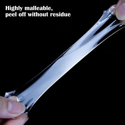 Ruban adhésif nano lavable double face (1,2,3 cm), lot de 3 rouleaux - 9 m totaux, transparent, sans traces