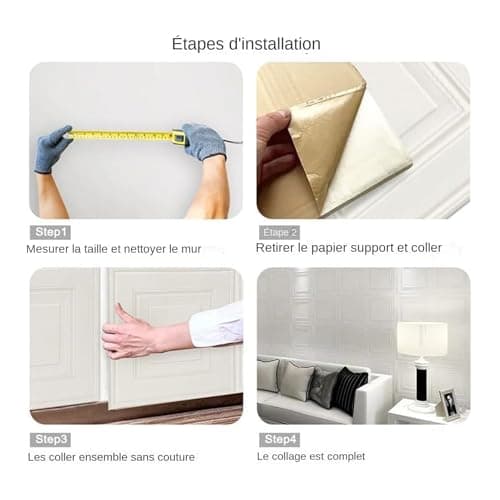 Générique Panneaux Muraux Autocollants Décoratifs pour Plafond 10 Imitation Briques | Decoratif 3D Imperméable 35 x 35 c