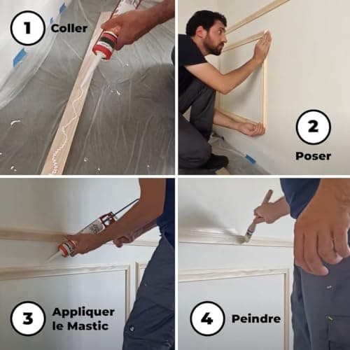 NORDLINGER PRO Kit moulure de soubassement 4m - Moulure murale FSC 100% pour une décoration élégante - Parfait pour donn