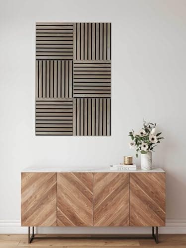 PROVISTON panneaux muraux acoustiques 3D pour salle de conférence Couleur chêne naturel Dessous en feutre 400 x 400 x 21