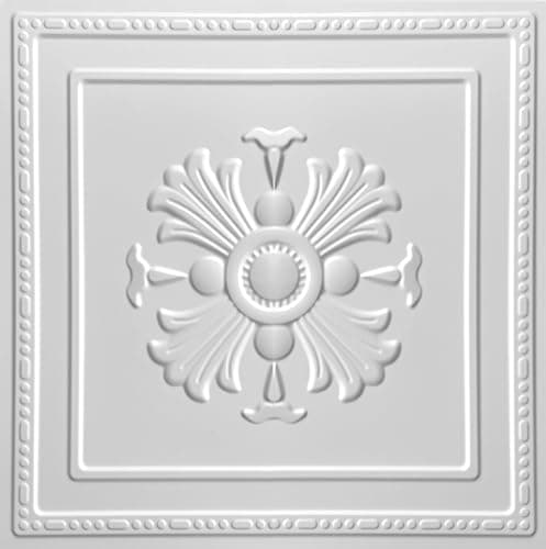 Deco 3D Mur & Plafond Salle de Jeux, Panneaux Mural & Plafond 3D 30cm x 30cm, Revêtement Mural PVC, design Salle de Jeux — D050 Blanc