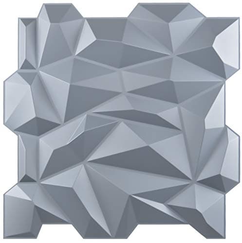 Art3d Panneau mural en PVC 3D diamanté, blanc mat, pour décoration résidentielle, beaux points de vente, résistance acco — Gris