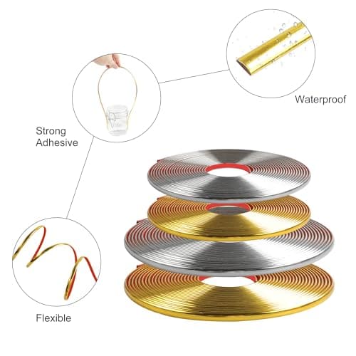 JUNART PVC Baguette de Finition Argentée pour Murs et Plafonds - Décoration Murale Flexible (600cm)