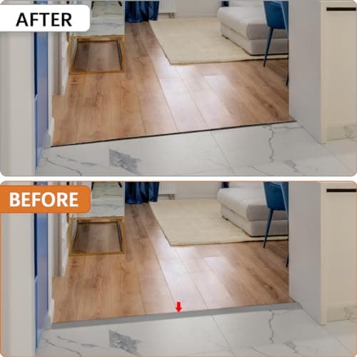 Barre de seuil adhésive PVC profilé de transition sols Gris pour carrelage 60x5cm AdhésifCompatible avec la porte