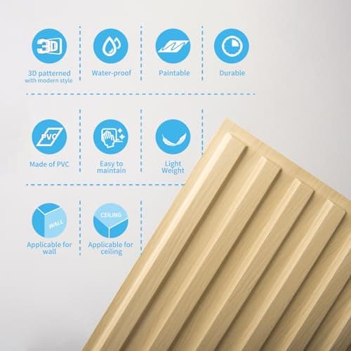 Art3d Panneaux muraux 3D à lattes en PVC Chêne Vintage (61x122 cm), Carreaux décoratifs pour Salon et Salle de bain, 6 p