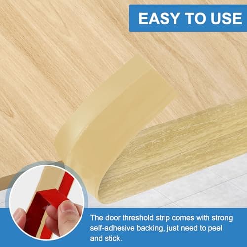 Barre de Seuil Auto-adhésive PVC 1m x 5cm, Rampe de Transition pour Portes (Grain de Bois Clair) pour Rattrapage de Nive