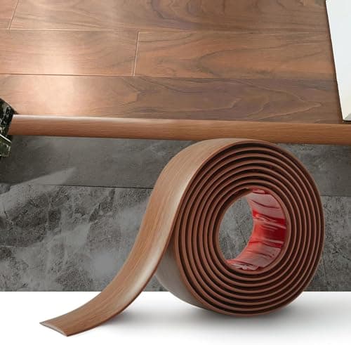 Bande de seuil auto-adhésive PVC 4cm grain de chêne beige pour sols en bois et espaces entre carreaux — Grain de Teck Brun