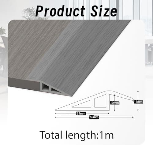LIHIQIYA Barre de Seuil Adhesive Gris Bois - Adhésif PVC 7mm à 10mm | Étage de Transition pour Portes | 1M