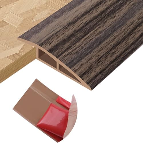 Barre de seuil en PVC Grain de bois beige 10mm×1m pour stratifié et transition de tapis — Grain de bois brun grisâtre