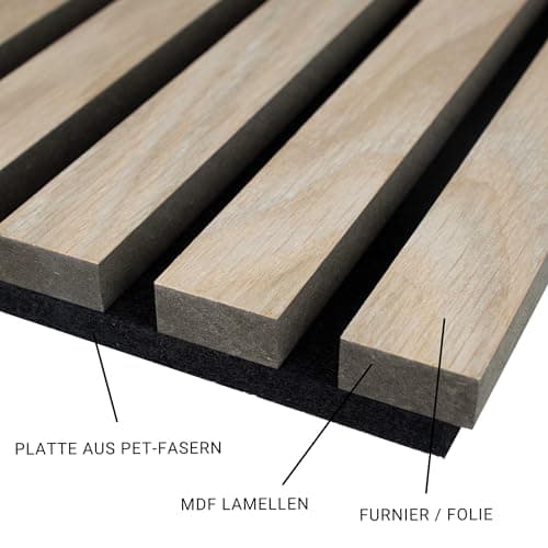 PROVISTON panneaux muraux acoustiques 3D pour salle de conférence Couleur chêne naturel Dessous en feutre 400 x 400 x 21
