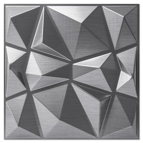 Art3d Lot de 33 panneaux muraux décoratifs 3D en forme de diamant blanc mat, pour décoration intérieure, design moderne — Argenté