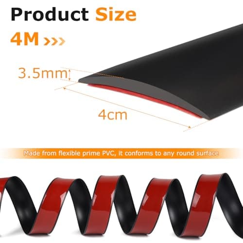 EFUTURETIME Barre de Seuil Adhésive Noire pour Portes et Fenêtres, Largeur 4CM, Hauteur 3,5MM, Sol en PVC, Convient pour
