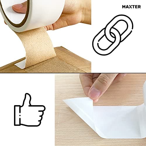 Maxter Ruban Adhésif Double Face Extra Fort pour Bricolage Artisanat Scrapbooking Fin et Transparent