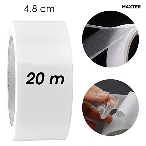 Maxter Ruban Adhésif Double Face Extra Fort pour Bricolage Artisanat Scrapbooking Fin et Transparent