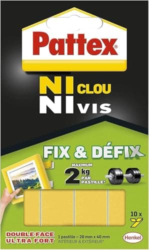 Pattex Ni Clou Ni Vis Fix & Défix Adhésif de fixation surpuissant facilement démontable - Pour tous les amateurs de DIY
