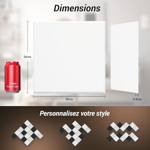 TONOR Lot de 18 Panneau Acoustique Mural Autocollante, Isolation Phonique Haute Densité pour Studio/Bureau/Chambre/Salon