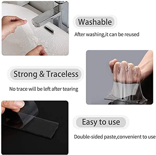 6M Double-Face GelRuban Adhésif Fort Transparent Lavable Fin Antidérapant Réutilisable Maison ou Bureau
