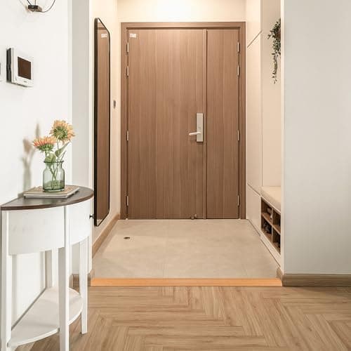 JUNART Bande de transition PVC 100cm×7cm résistante à l'usure et aux rayures pour cuisine/salle de bain - grain de bois